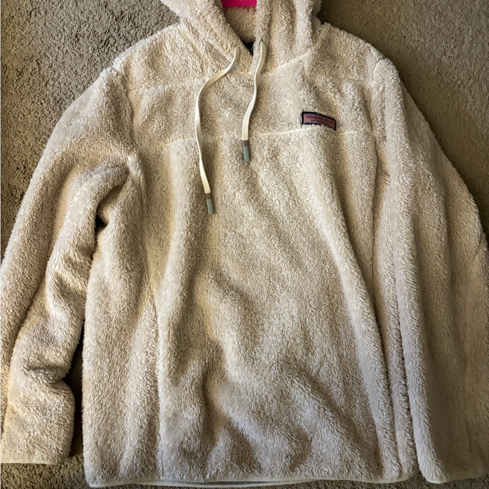 Vineyard Vines Cream Sherpa Pullover Hoodie